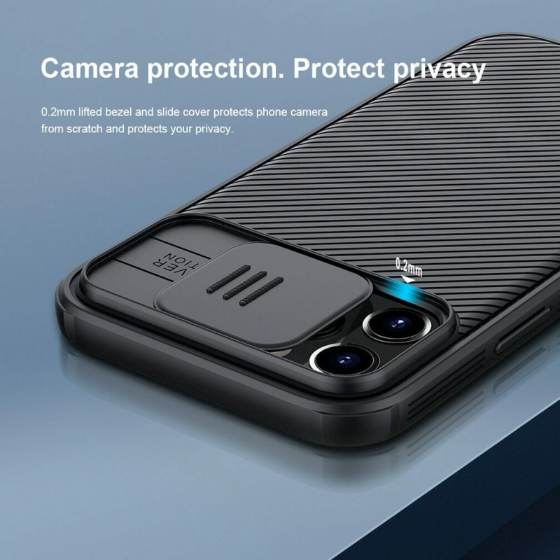 Ốp Lưng iPhone 12 Pro Nillkin CamShield thiết kế dạng camera đóng mở giúp bảo vệ an toàn cho Camera của máy, màu sắc đen huyền bí sang trọng rất hợp với phái mạnh.